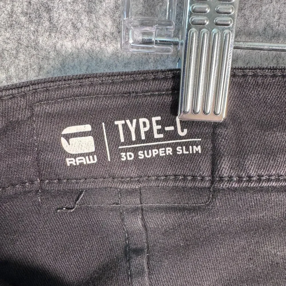 G Star Raw Type C 3D Super Slim Jeans Mens 40x34 Measured 40x30 Black Denim
